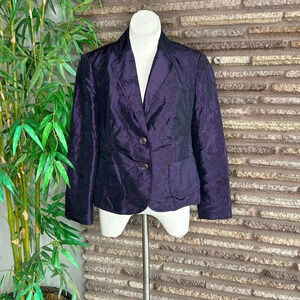 Canda Collection at C & A Purple Embroidered Blazer Jacket Size Large